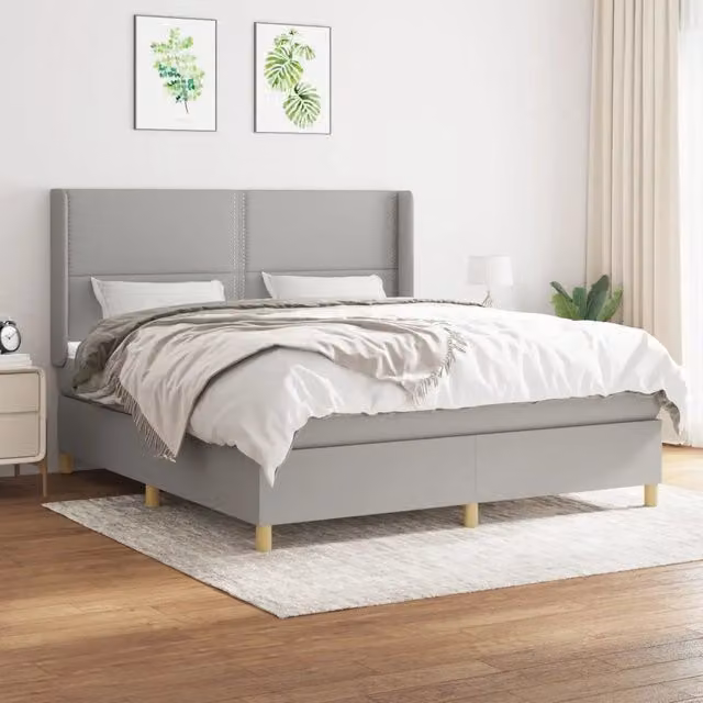 Giroletto a Molle con Materasso Grigio Chiaro180x200 cm Tessuto 3131929