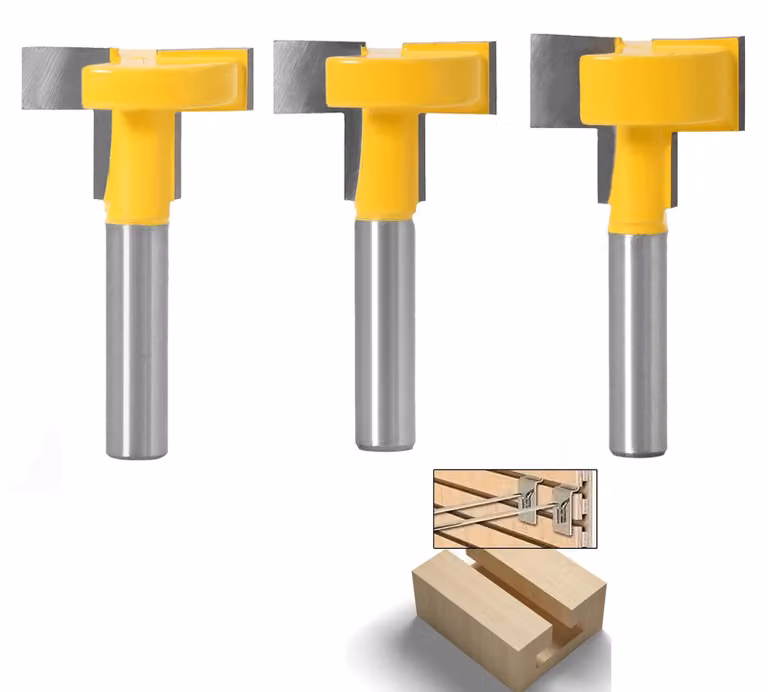 Router a 3 componenti da 8 mm con guide a T, punte da fresatura per guide a T, fresa per scanalature