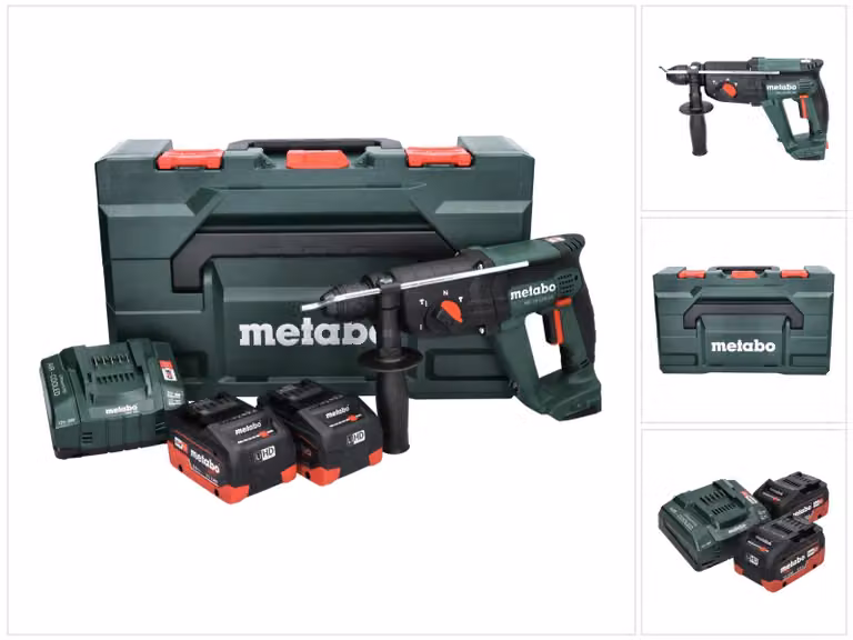 Metabo KH 18 LTX 24 martello combinato a batteria 18 V 2,1 J SDS plus + 2x batteria 8,0 Ah + caricatore + metaBOX
