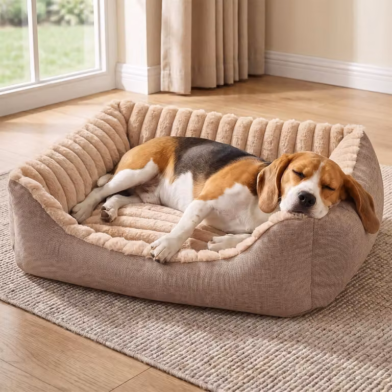Solidchoice - Cuccia antiscivolo per cani di piccola e media taglia, confortevole e lavabile, color cammello (taglia L)