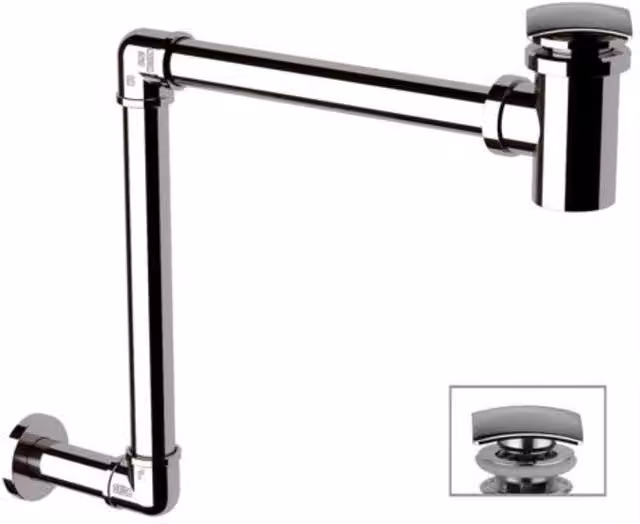 Sifone salvaspazio con piletta click-clack quadra in ottone color argento RR