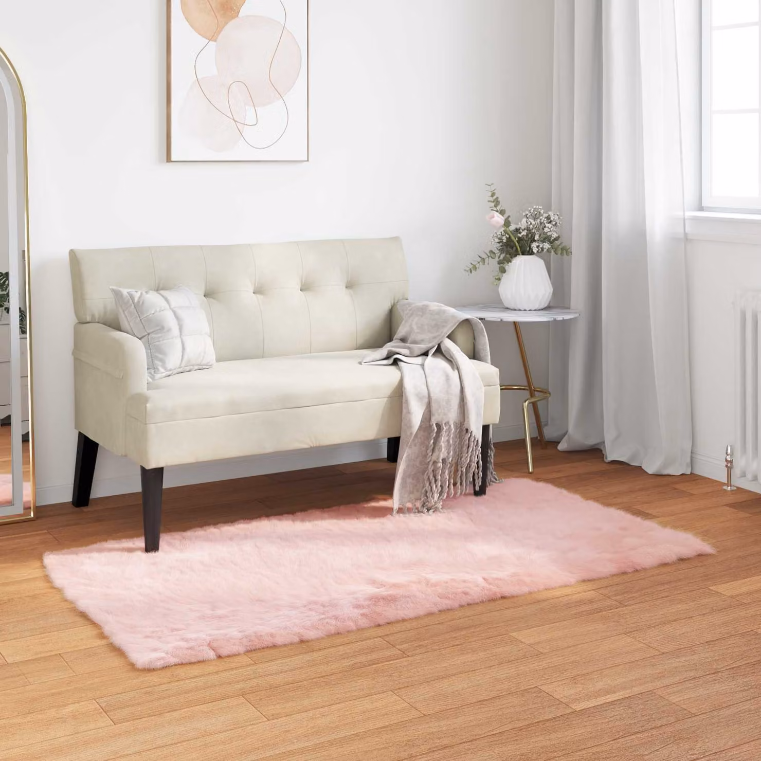 Tappeto in finta pelliccia vidaXL Rosa, L: 80 cm x P: 150 cm, in Poliestere
