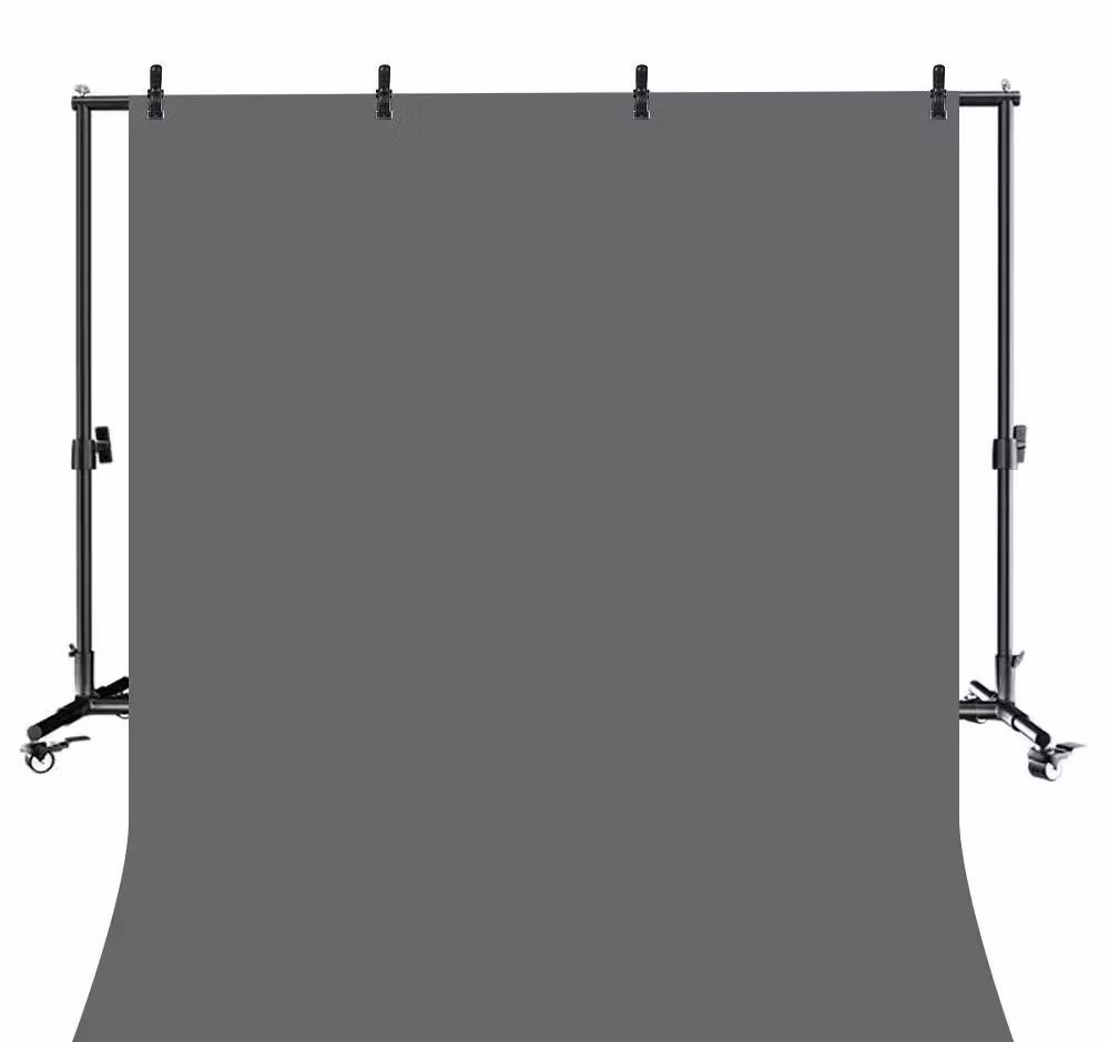 Support posteriore regolabile in altezza, base stabile, con sfondo grigio, dimensioni 200x300 cm