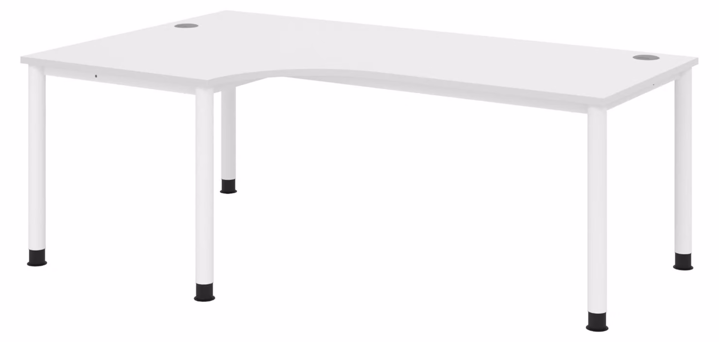 bümö Scrivania Serie H - Finitura: bianco, Dimensioni: scrivania angolare 200 x 120 cm, Struttura: bianco