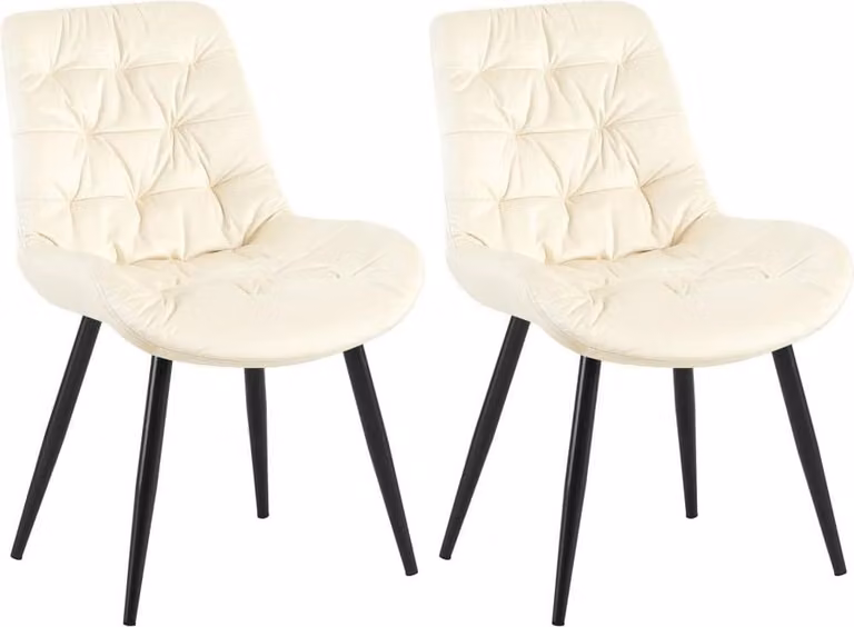 set di sedie da pranzo 2 pezzi - sedie in velluto - elevato comfort di seduta | colore: crema