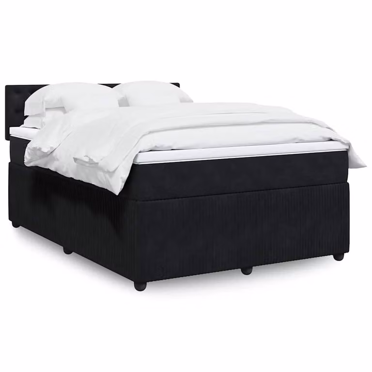 vidaXL Giroletto a Molle con Materasso in Velluto Nero L/P/H: 140 x 190 cm