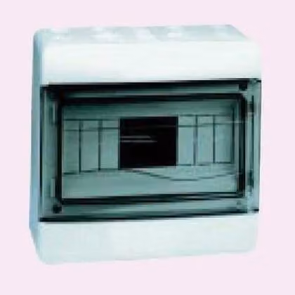 Quadro di distribuzione a superficie 2x16+8x10mm2, 9 moduli, terminali PE+N con porta IP55