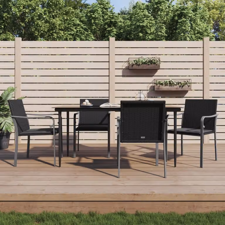 Maison Exclusive - Set Pranzo da Giardino 5pz con Cuscini in Polyrattan e Acciaio
