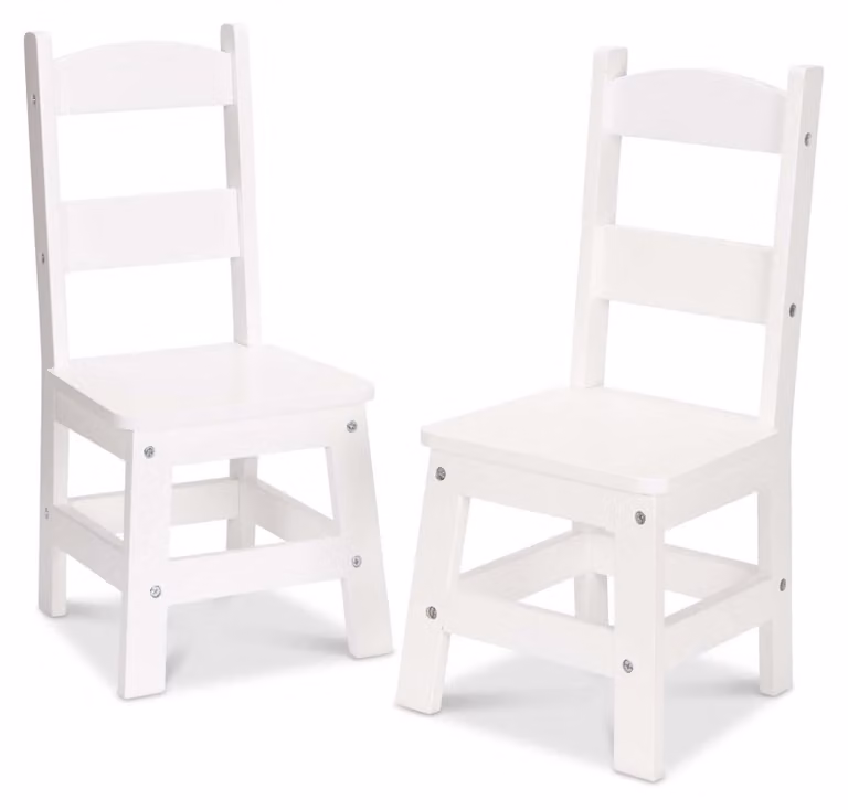 Melissa & Doug, sedie in legno massello, sedie per bambini, mobili in bianco