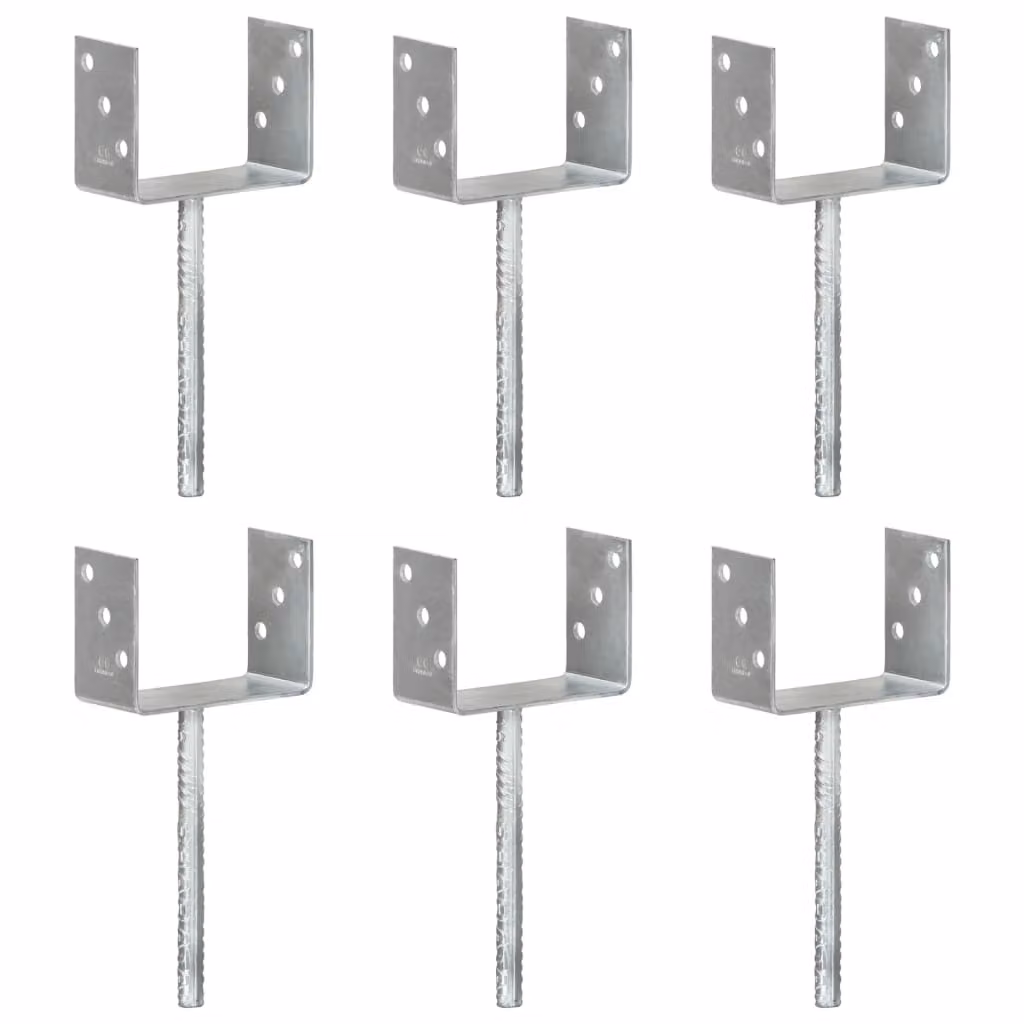 Set di 6 picchetti per recinzione vidaXL in acciaio zincato argento L/P/H: 14 x 6 x 30 cm