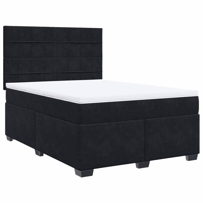 Giroletto a Molle con Materasso Nero 140x200 cm in Velluto