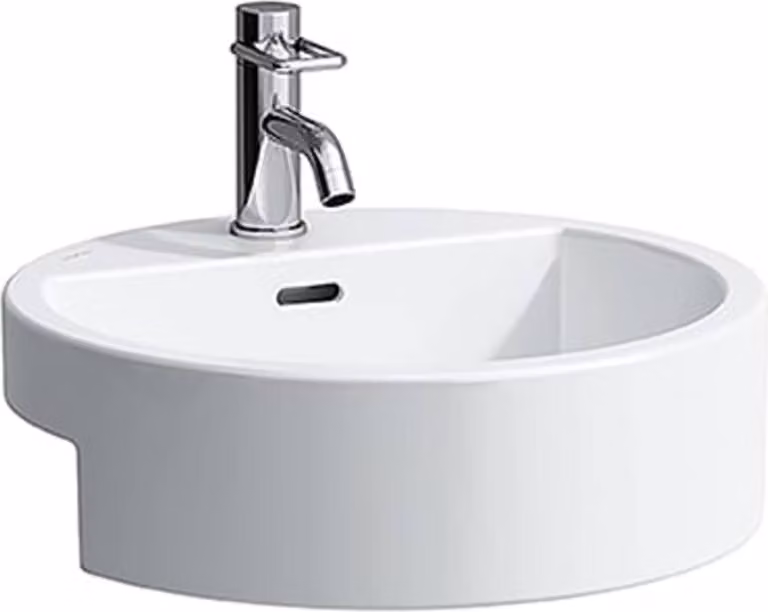 LAUFEN Living City lavabo semi-encastré, avec trop-plein, 1 trou pour robinet, 460x460mm, blanc, H8134310001041, H8134310001041