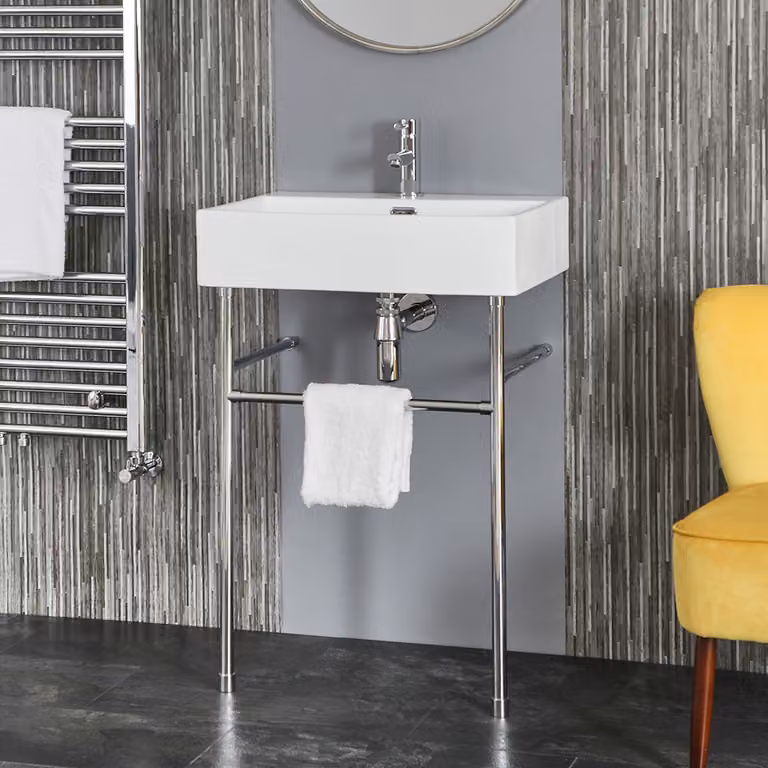 Lavabo a Consolle 600x420mm - Struttura cromata - Design elegante e pratico - Sandford