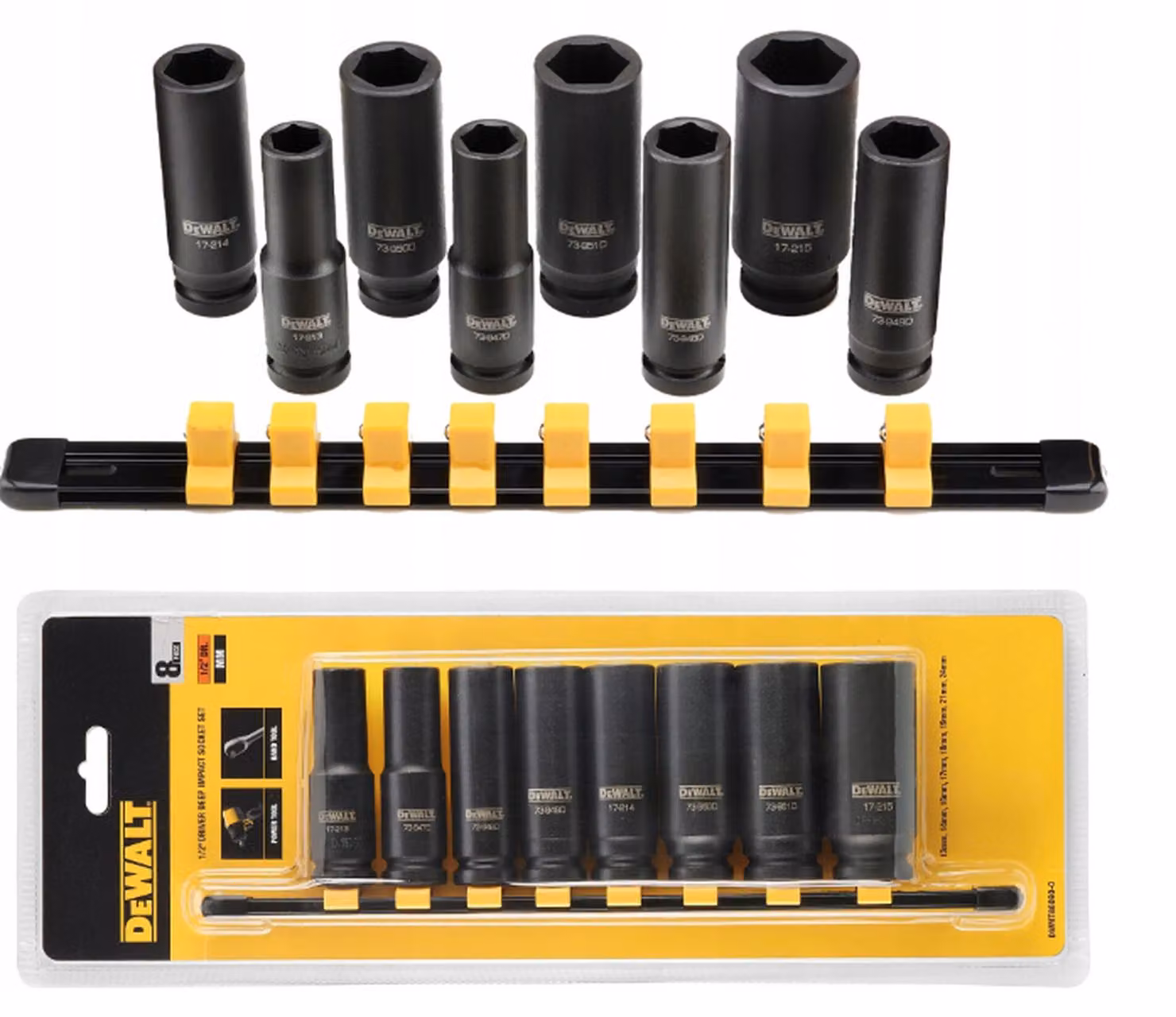 Dewalt Set di bussole a percussione 8Cz. 1/2"