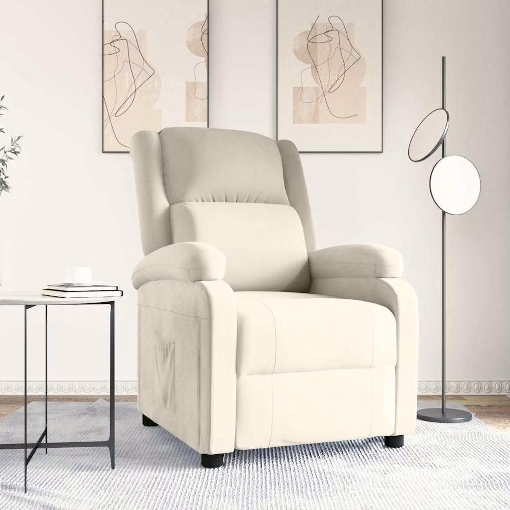 Poltrona Reclinabile vidaXL in Velluto Beige con Braccioli e Regolazione Manuale