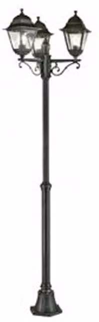 Palo Telescopico Da Esterno Contemporaneo Old Alluminio E Vetro Nero 3 Luci E27
