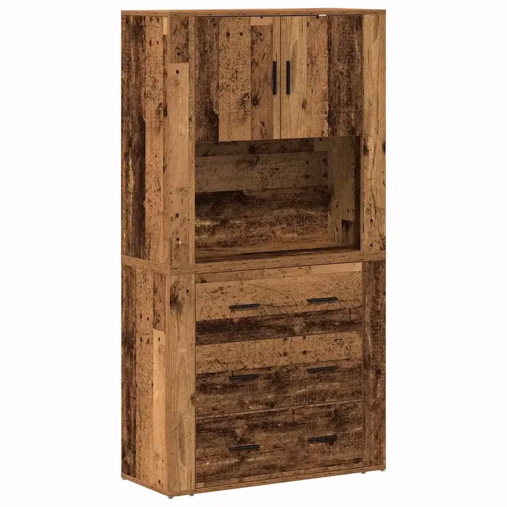 Credenza moderna vidaXL in legno ingegnerizzato e metallo, colore marrone, L: 80 cm, P: 33 cm, H: 150 cm – 2