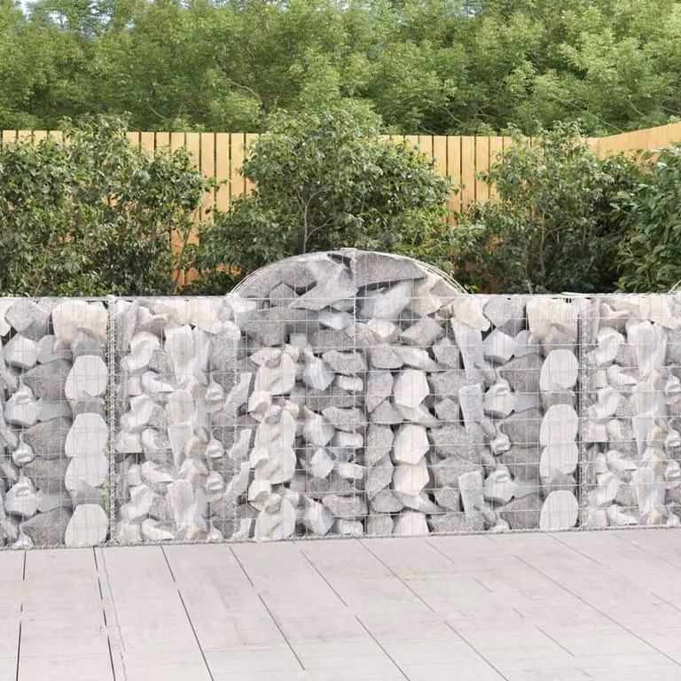 Set di 13 Cesti Gabbioni ad Arco vidaXL in Acciaio Zincato Grigio, L: 200 cm, P: 30 cm, H: 100-120 cm