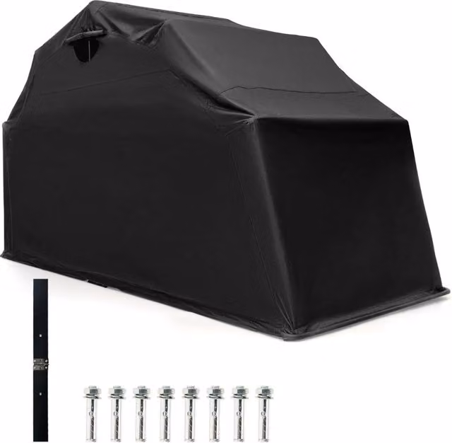 Riparo resistente per moto da esterno, Garage per moto impermeabile 342x137x193cm con copertura in tessuto oxford Nero