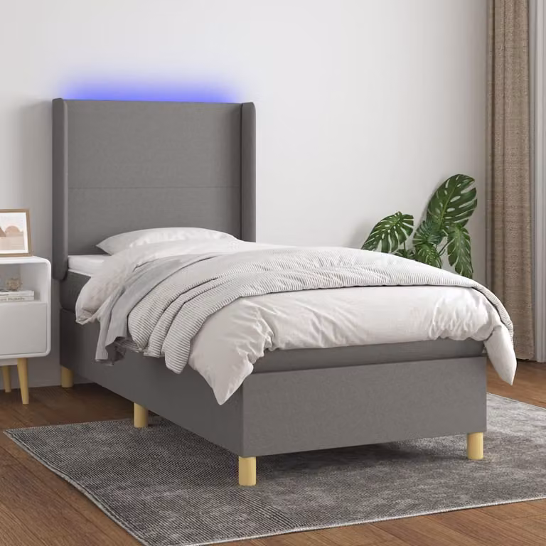 Maison Exclusive - Letto a Molle Materasso e LED Grigio Scuro 80x200 cm in Tessuto