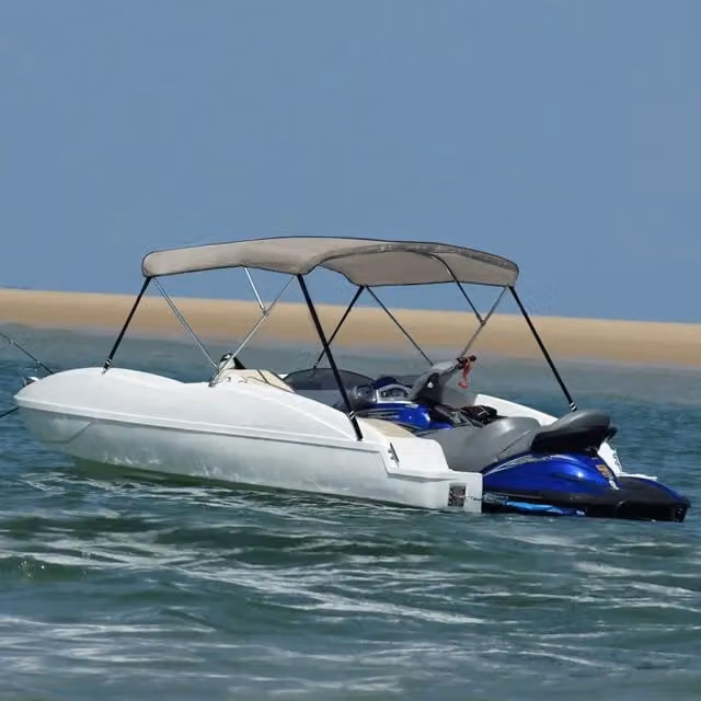 Bimini di Prua con Tendalino a 3 Archi Design In, Grigio, L: 183 cm, P: 196 cm, H: 137 cm