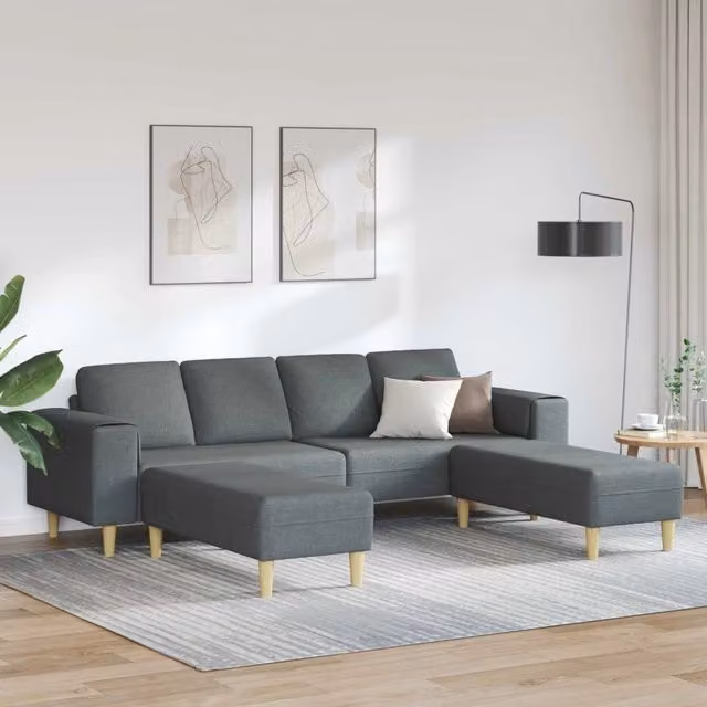 Divano per Soggiorno 3 pz Grigio scuro Poliestere 3335113