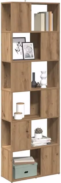 Libreria Divisorio-Scaffale per Libri-Mobile di Stoccaggio Stanza Rovere Artigianale 60x24x186 cm