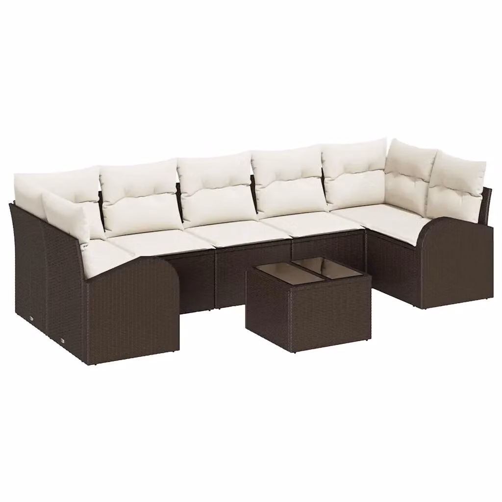 Set Divano da Giardino 8 pz vidaXL in Polyrattan Marrone con Tavolino e Cuscini – 2
