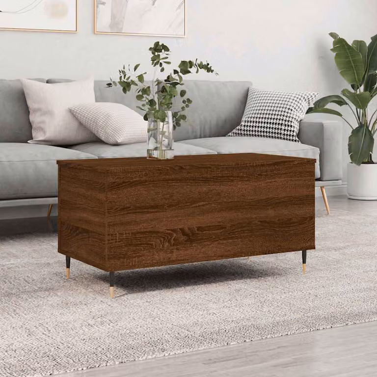 vidaXL Tavolino da Salotto Moderno in Legno e Metallo, Colore Rovere Marrone, L: 90 cm, P: 44,5 cm, H: 45 cm