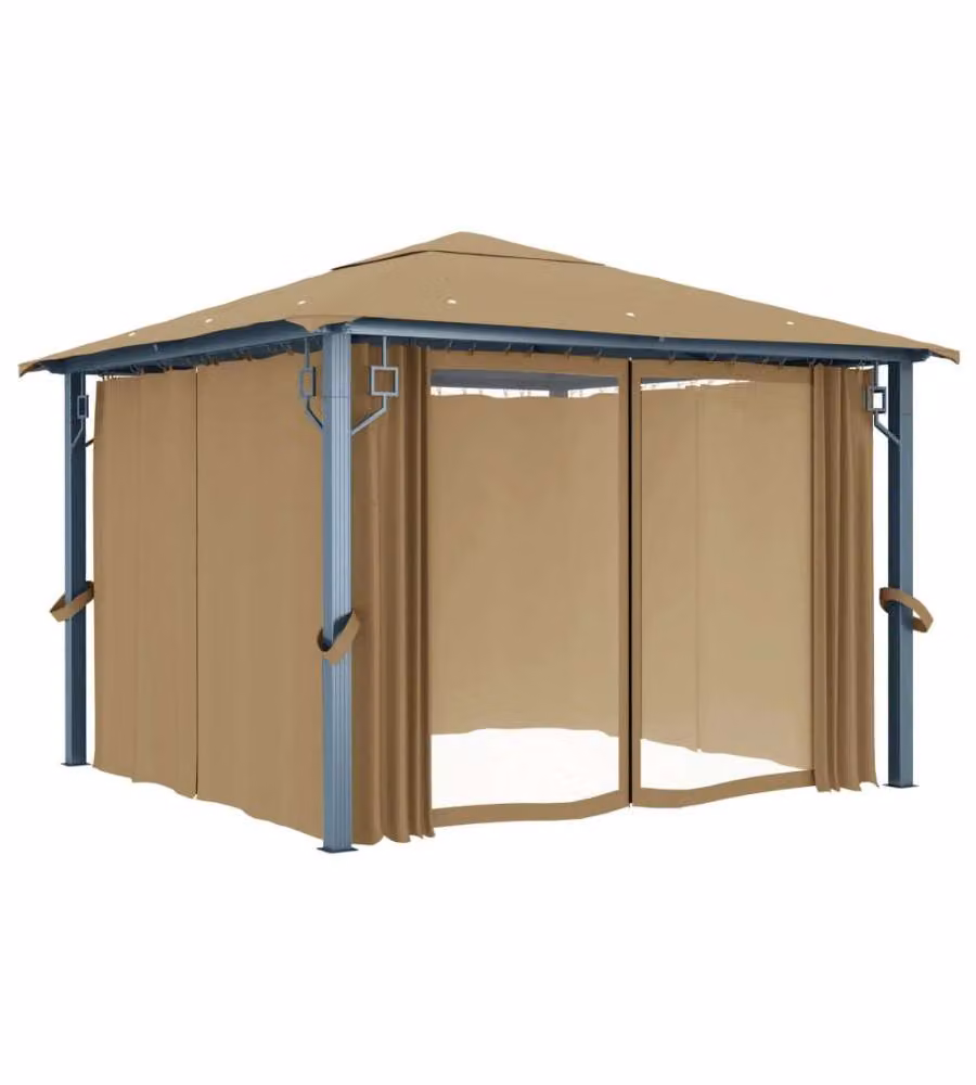 Gazebo con Tenda 300x300 cm Grigio Talpa in Alluminio