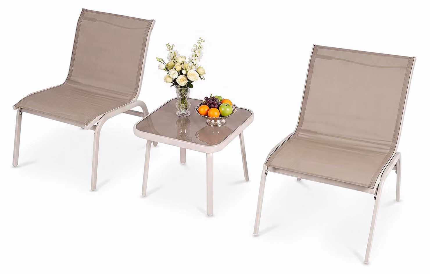 Set di mobili da giardino KOMFOTTEU, ideale per balconi, composto da 2 sedie e un tavolino
