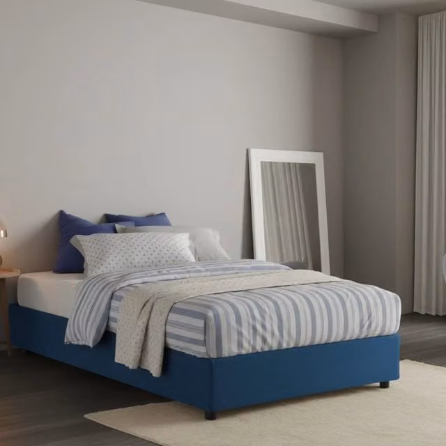 Letto Piazza e Mezza con Materasso Incluso Talamo Italia, Blu, L/P/H: 120 x 200 x 32 cm