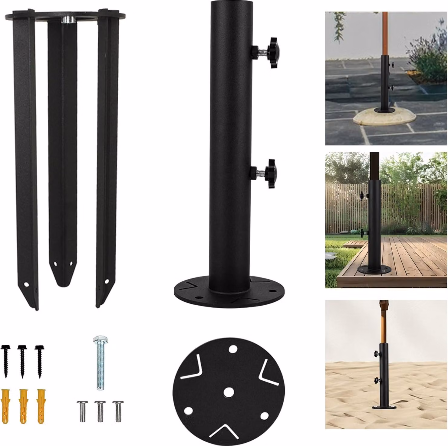 Supporto per ombrellone in granito, da 17 mm a 38 mm, universale, per l'esterno