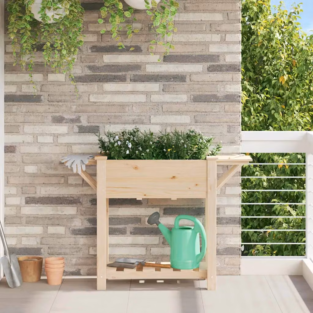 vidaXL Vaso da giardino beige in legno L/P/H: 111 x 37 x 76,5 cm