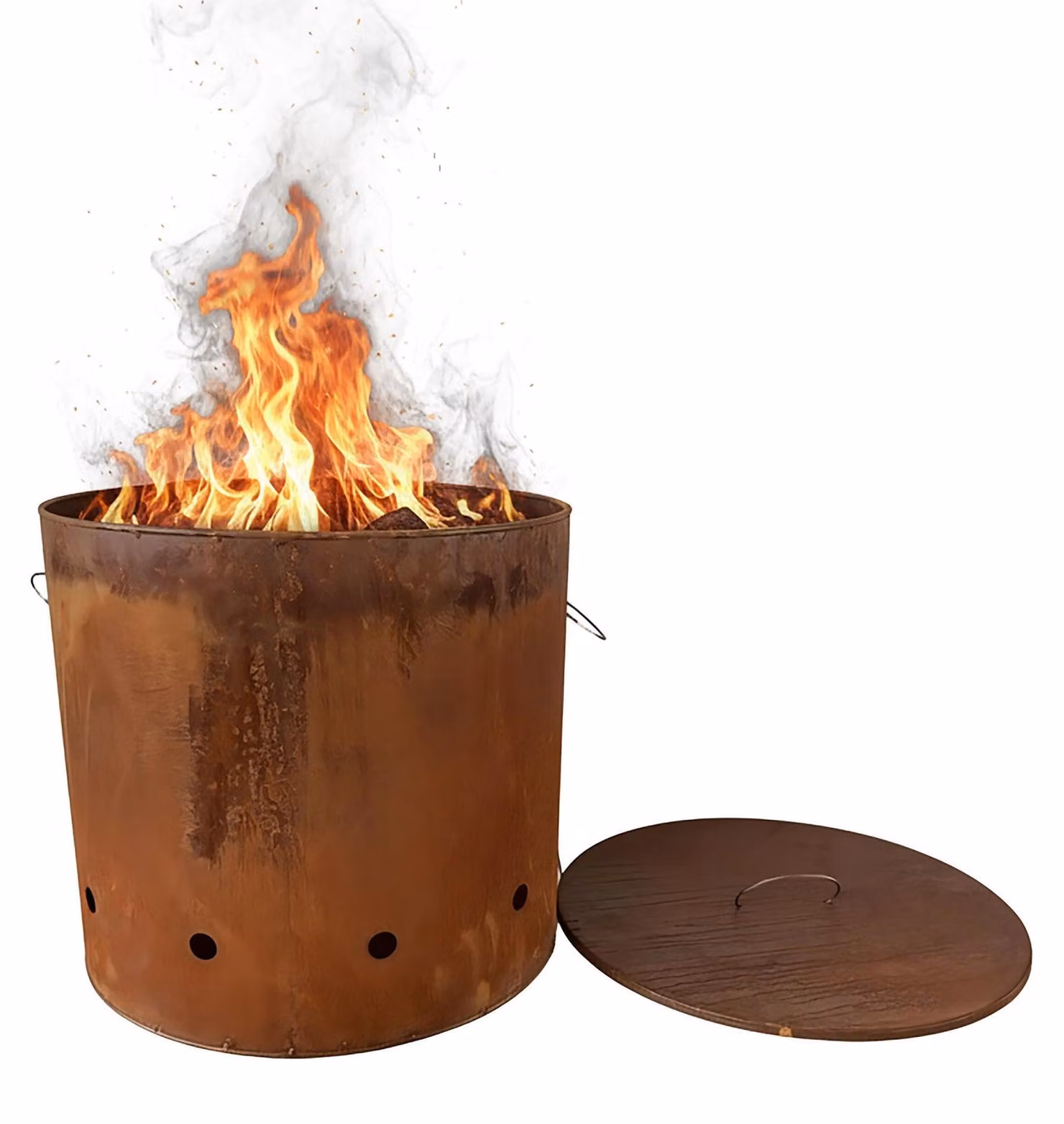 Braciere in acciaio Corten con coperchio - Design alto
