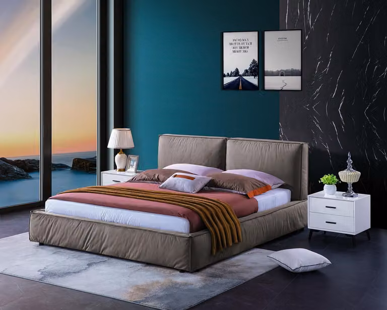 Design Schlafzimmer Bett Luxus Betten Holz Doppel Ehe Polster Möbel 180x200cm