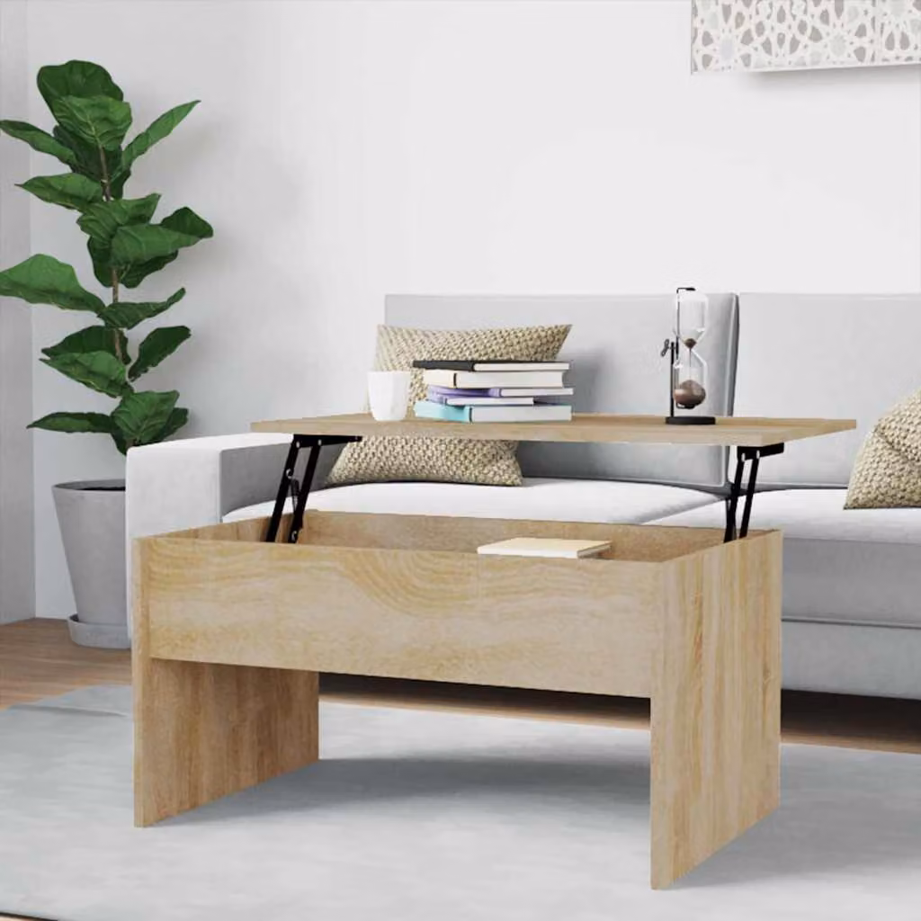 vidaXL Tavolino da Salotto Moderno in Legno Rovere, L 80 cm x P 50,5 cm x H 41,5 cm