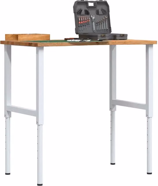Banco di lavoro regolabile in legno di rovere e metallo vidaXL, marrone e grigio, L 100 cm, P 60 cm, H 71,5-98 cm