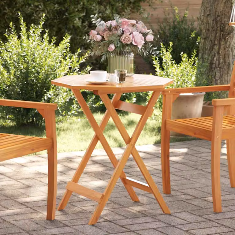 vidaXL Tavolo da Giardino Pieghevole Rotondo in Legno di Acacia Marrone Ø 70 cm, H 75 cm