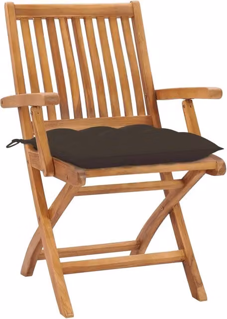 Sedie Pieghevoli 2 pz con Cuscini Talpa in Massello di Teak 3062429