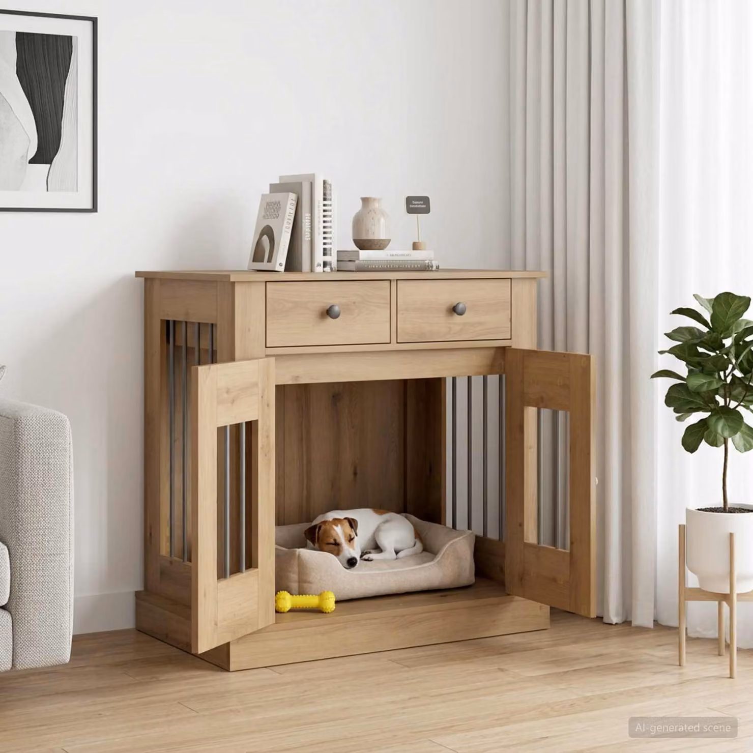 Mobile da cassa per cani vidaXL in stile artigianale, colore marrone, L: 80 cm, P: 47,5 cm, H: 80 cm