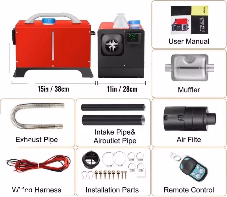 Riscaldatore ad aria diesel, telecomando, riscaldamento rapido, 8KW LCD