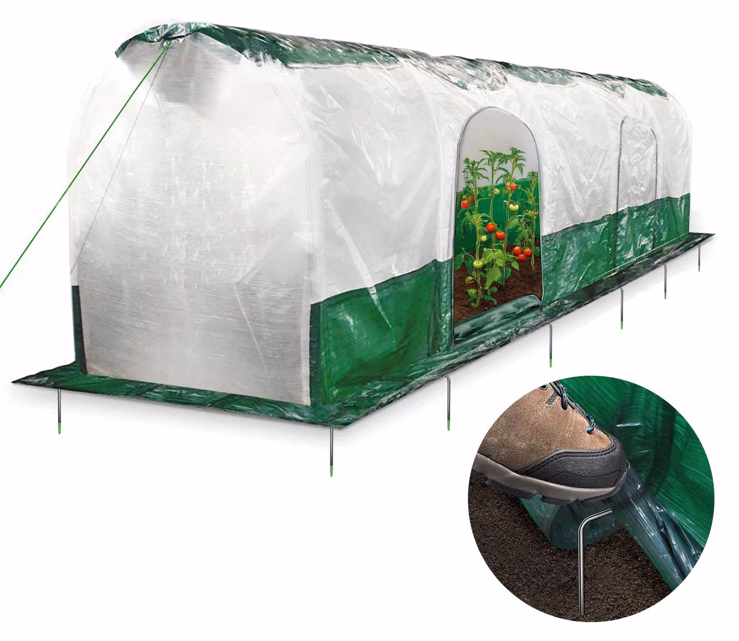 Tunnel in plastica BioGreen Superdome 300 x 70 x 80 cm, telo per serra, trasparente/verde