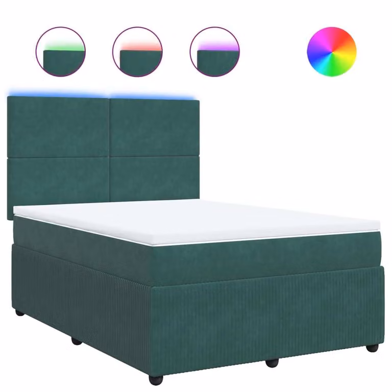 Giroletto a Molle con Materasso Verde Scuro 160x200 cm Velluto