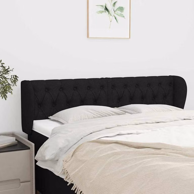 Testiera ad orecchio vidaXL in tessuto nero L: 147 cm, P: 23 cm, H: 78-88 cm