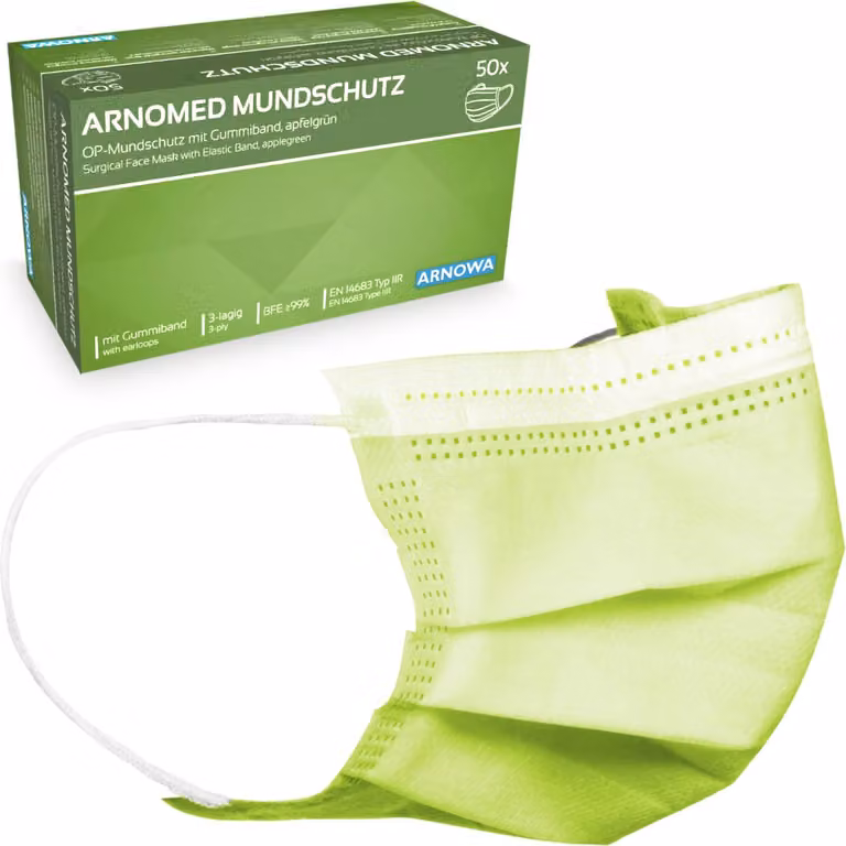 ARNOMED maschera facciale tipo IIR, 50 maschere chirurgiche monouso, maschera medica, 4 colori - Colore: Verde