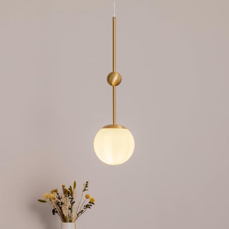 Lampada a sospensione in vetro Joel ALDEX, dimmerabile, Ottone / Oro, Soggiorno / Sala da pranzo, Vetro, Lampada a sospensione