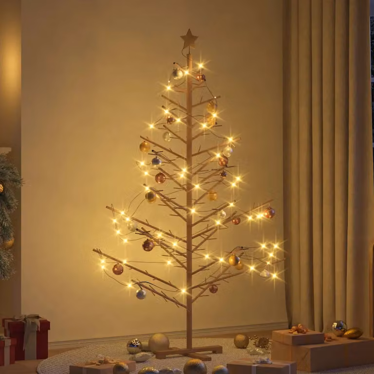 vidaXL Albero di Natale in legno con supporto Marrone 180 cm