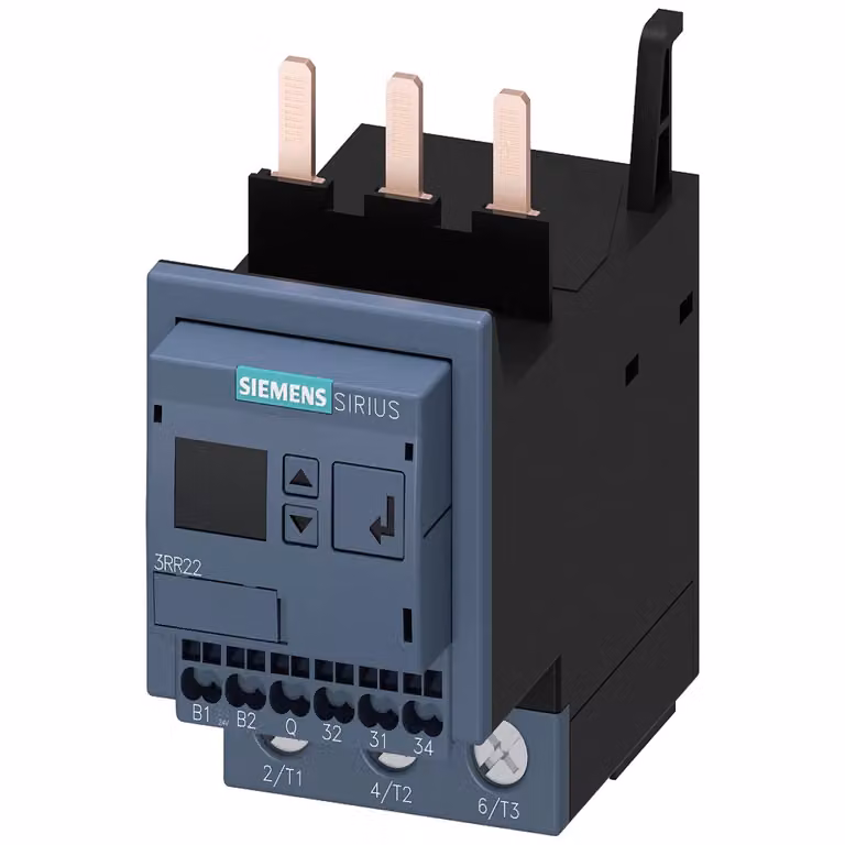 Relè di monitoraggio Siemens montabile su contattore 3RT2, tecnologia a molla 3RR22433FA30