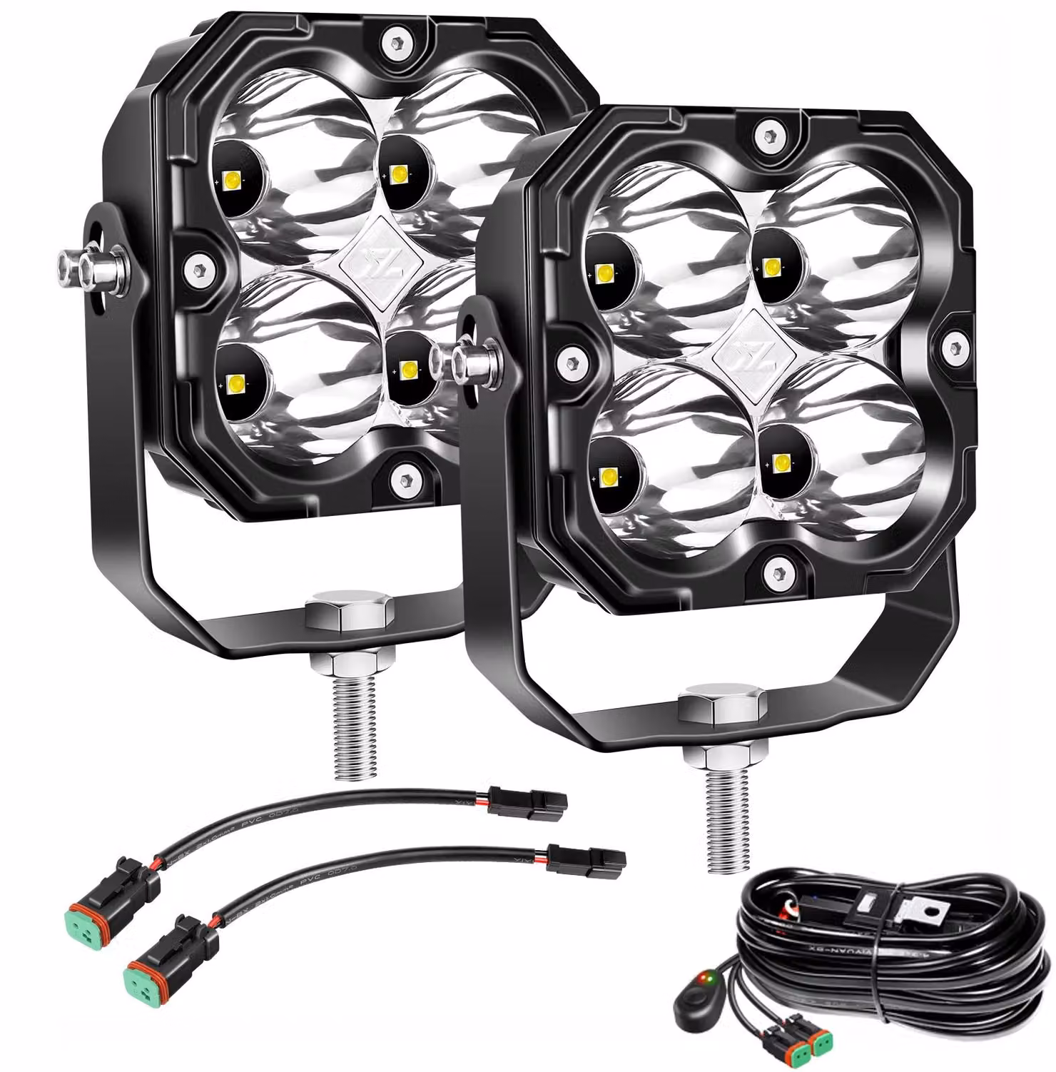 Lampada da lavoro, 30W, temperatura di colore 5500K, 2 faretti da 30W con cavo, luminosità 3000LM